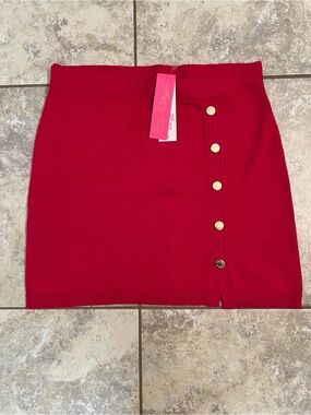 NWT Lilly Pulitzer Lizona Sweater Skirt Poinsettia Red L